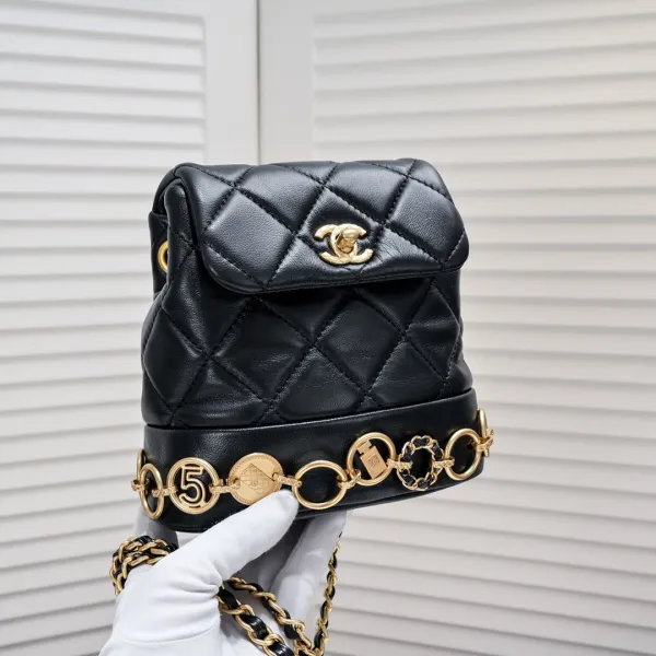 Chanel Black / White / Red / Pink Quilted Lambskin Leather Backpacks - Image 7