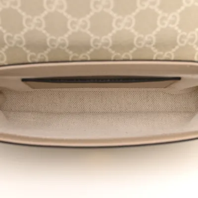 Gucci Mini Web Ophidia Envelope Shoulder Bag Beige / Mystic White / Oatmeal GG Supreme Monogram Canvas & Textured Dollar Calfskin Leather Gold Hardware