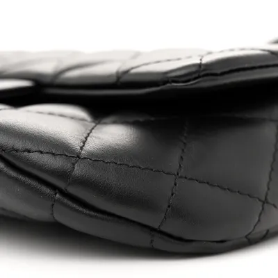 Chanel CC Uniform Flap Belt Bag Small Black Quilted Calfskin Leather Silver Hardware
