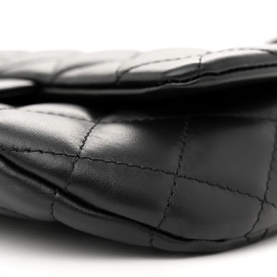 Chanel CC Uniform Flap Belt Bag Small Black Quilted Calfskin Leather Silver Hardware