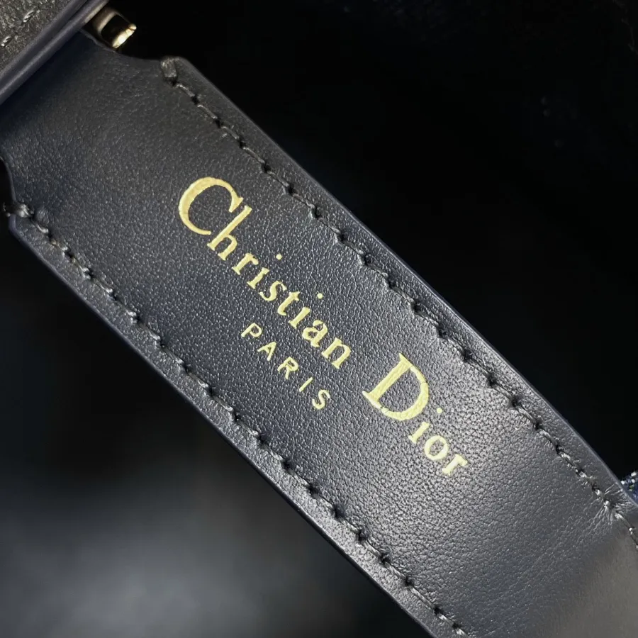 Dior Medium Dior Toujours Bag In Blue Graphic Cannage Denim With Gold Hardware