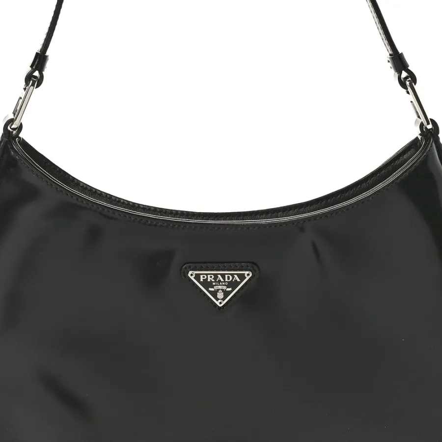 Prada Medium Cleo Shoulder Bag Black Spazzolato Leather Silver Hardware