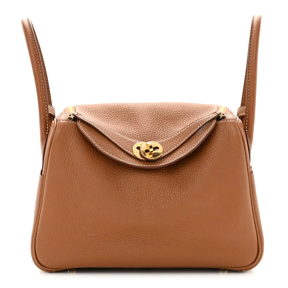 Hermès Lindy 26 Marrom Couro Taurillon Clemence Hardware Dourado