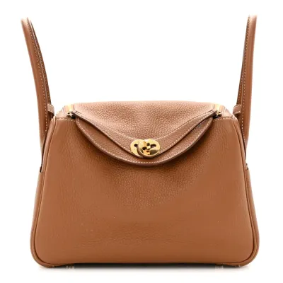 Hermès Lindy 26 Brown Taurillon Clemence Leather Gold Hardware