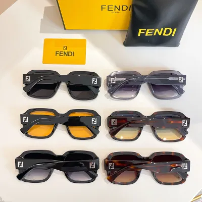 Fendi square frame glasses leopard orange/black/grey/leopard/yellow/eggplant color Size 56口18-145