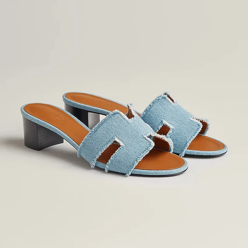 HERMES Oasis Slippers High-heeled slippers Blue High Heels Sandal