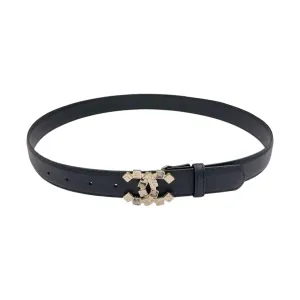 Chanel Women's Decorative CC Buckle Belt In Black/White/Red/Brown Calfskin With Gold Hardware 30mm