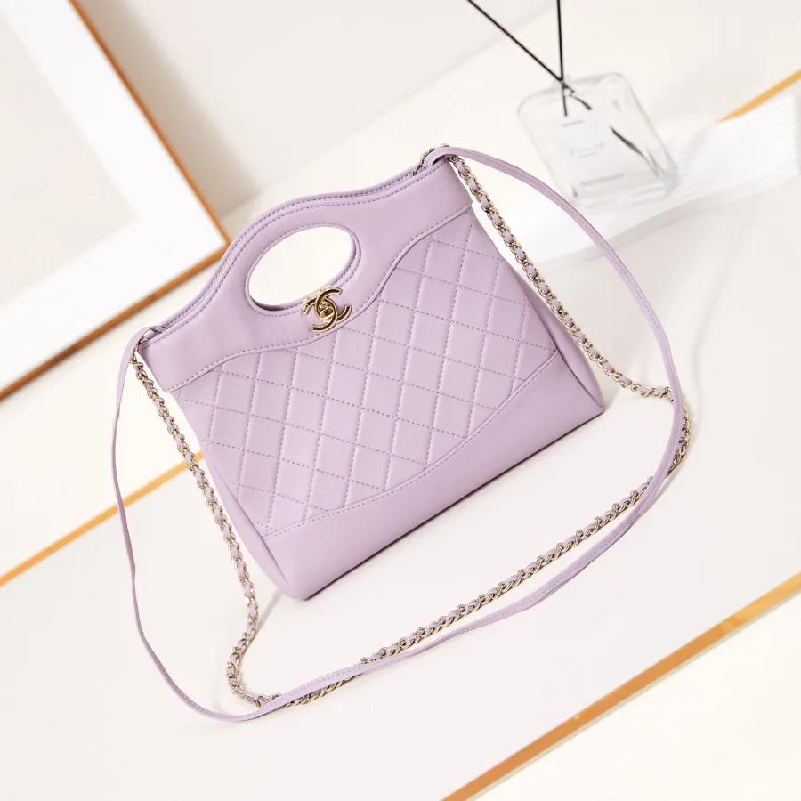 Chanel Oil Wax Leather Purple Crossbody Bags