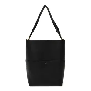 Celine Small Sangle Bucket Bag Black Soft Grained Calfskin Leather Gold Hardware