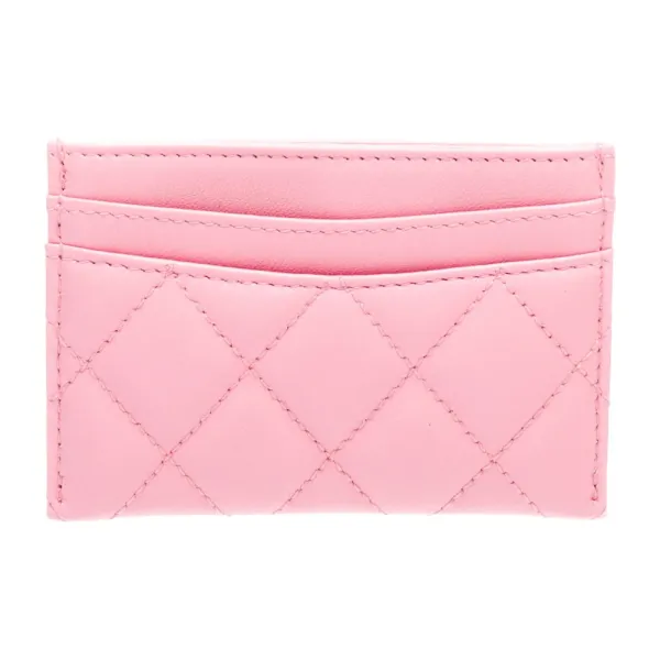 Chanel Small Classic Card Holder Pink Grained Calfskin Leather Gold Hardware - Image 2