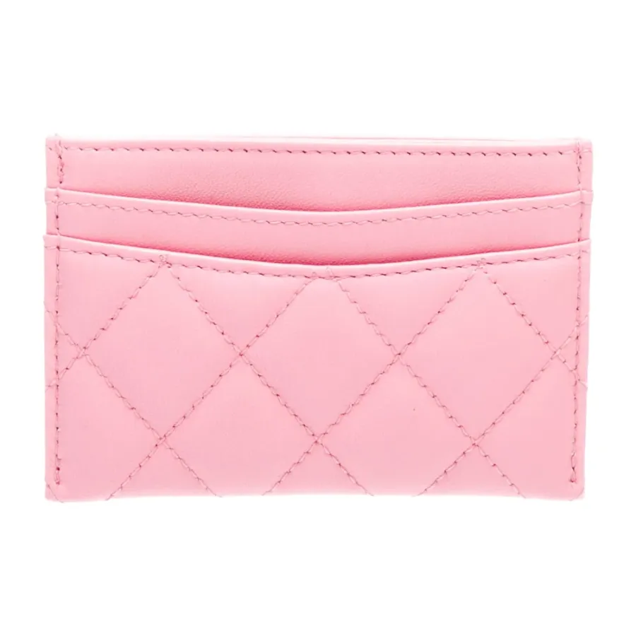 Chanel Small Classic Card Holder Pink Grained Calfskin Leather Gold Hardware