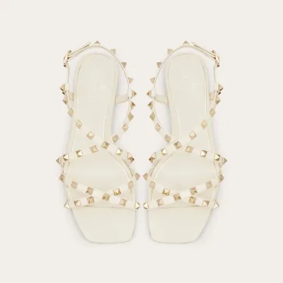 VALENTINO White calfskin sash sandals