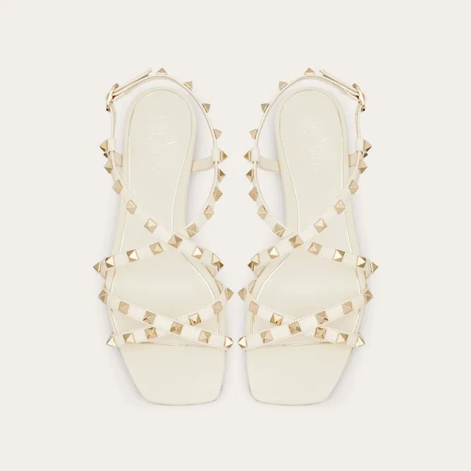 VALENTINO White calfskin sash sandals