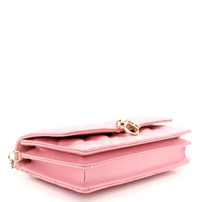 Dior Mini My Dior Top Handle Clutch Antique Pink Cannage Lambskin Leather Gold Hardware