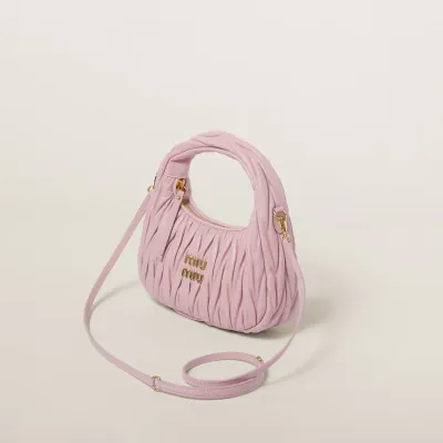 Miu Miu Wander Matelassé Quilted Lambskin Leather handbag Pink Crossbody Bags
