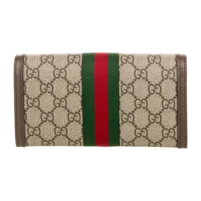 Gucci Medium Ophidia Continental Wallet Brown GG Leather Gold Hardware