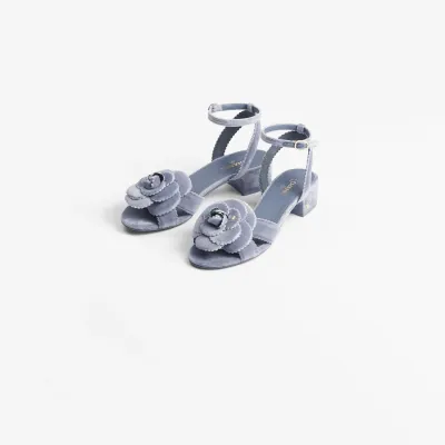 Chanel Grey velvet sandals