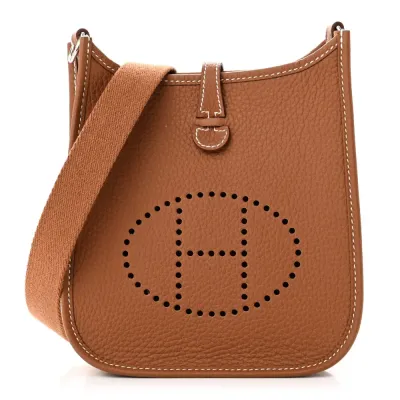 Hermès Evelyne TPM Brown Taurillon Clemence Leather Palladium Hardware
