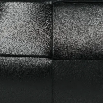 Bottega Veneta Mini Intreccio Cassette Phone Pouch Crossbody Bag Black Lambskin Leather
