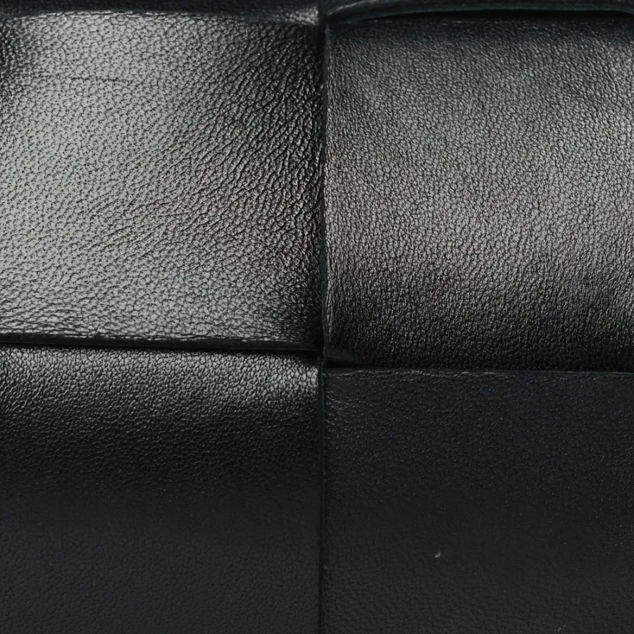 Bottega Veneta Mini Intreccio Cassette Phone Pouch Crossbody Bag Black Lambskin Leather