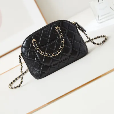 Chanel Black / Wine Red / Apricot color Quilted Lambskin Leather Crossbody Bags