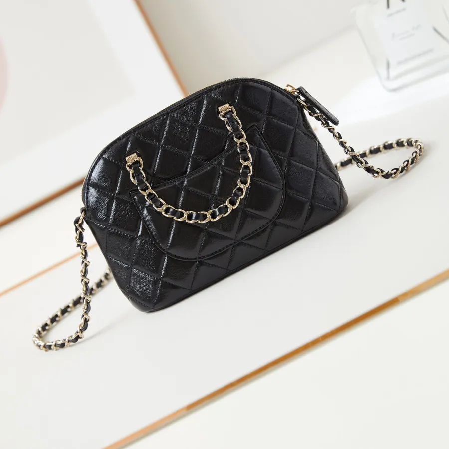 Chanel Black / Wine Red / Apricot color Quilted Lambskin Leather Crossbody Bags