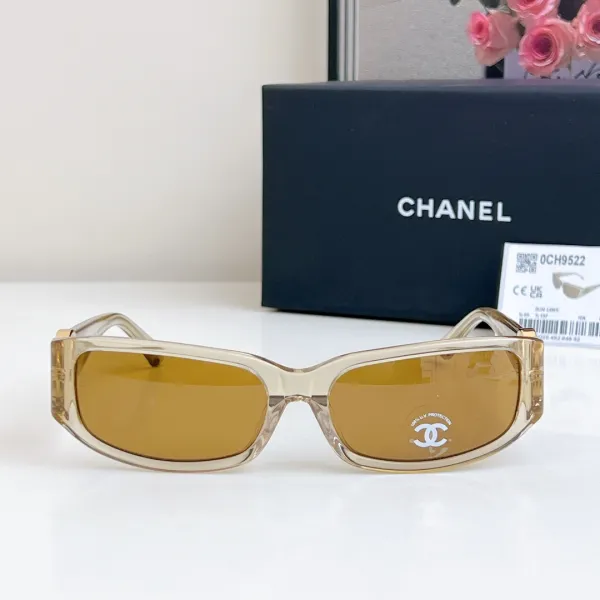 CHANEL square frame glasses tawny color size 56-18-137 - Image 2