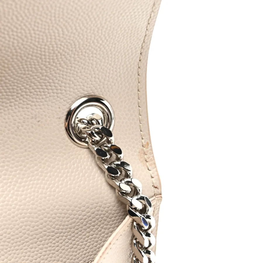 Saint Laurent Medium Kate Satchel Nude Powder Monogram Grain De Poudre Leather Silver Hardware
