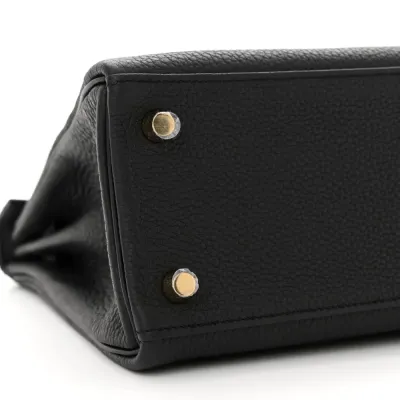 Hermès Kelly Retourne 25 Black Togo Leather Gold Hardware