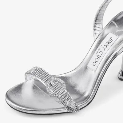 JIMMY CHOO Silver metallic texture leather high heeled sandals