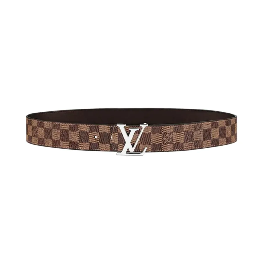 Louis Vuitton Men's Initiales Reversible Belt In Black/Grey/Brown Monogram And Damier Canvas With Silver/Black Hardware 40mm