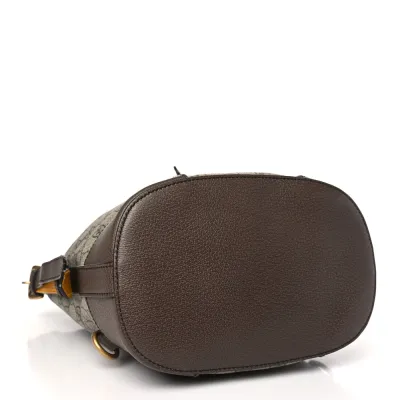 Gucci Medium Neo Vintage Drawstring Bucket Backpack New Acero Crop GG Supreme Monogram Canvas Gold Hardware
