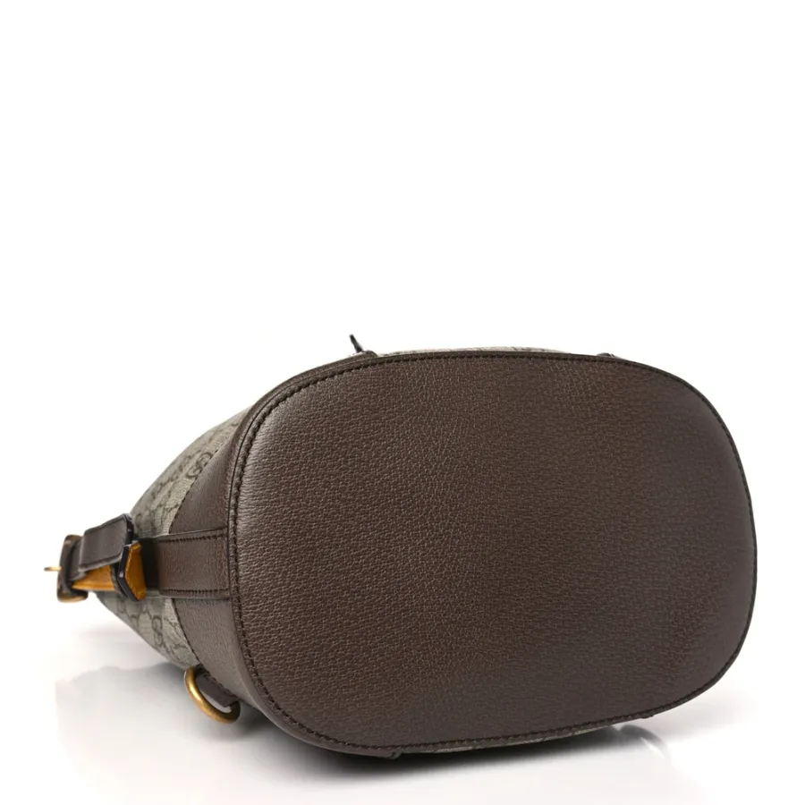 Gucci Medium Neo Vintage Drawstring Bucket Backpack New Acero Crop GG Supreme Monogram Canvas Gold Hardware