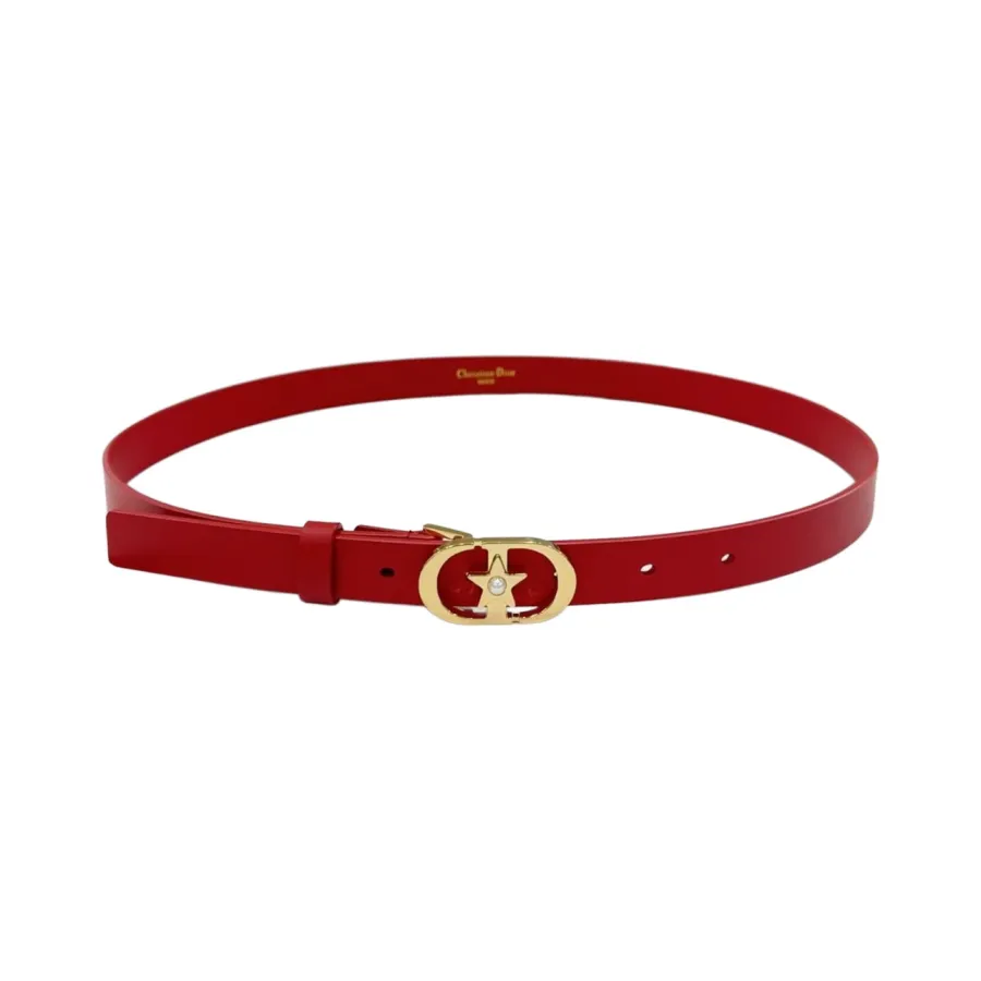 Dior Women' s Lucky 30 Montaigne Star Buckle Belt In Black/Red/White/Pink/Musturd/Brown/Khaki/Silver/Gold/Blue/Grey Calfskin With Gold/Silver Hardware 20mm