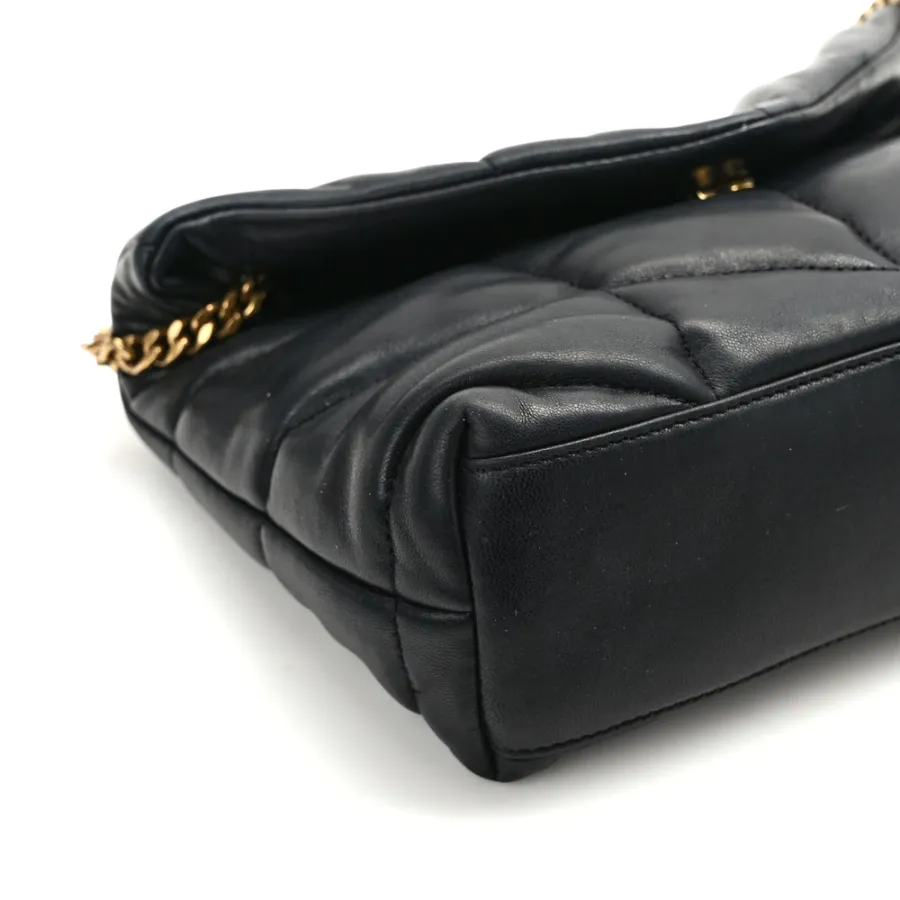 Saint Laurent Mini Loulou Chain Satchel Black Quilted Puffer Monogram Lambskin Leather Ruthenium Hardware