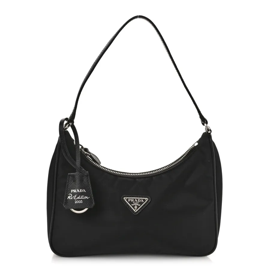 Prada Mini Re-Edition 2005 Bag Black Tessuto Nylon & Saffiano Leather Silver Hardware