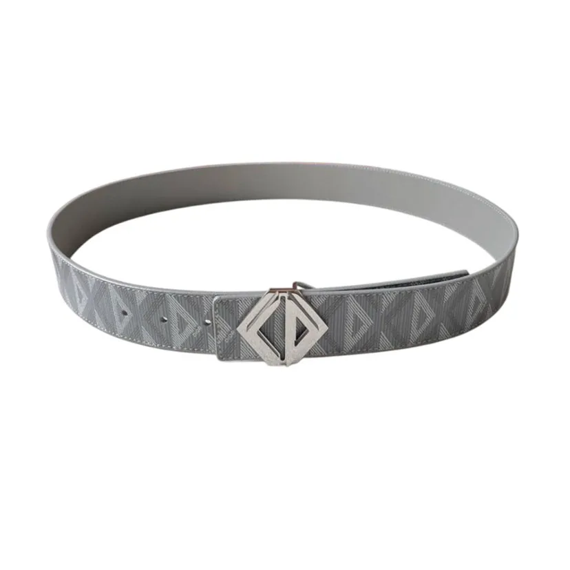 Dior Men' s CD Buckle Belt In Grey/Black Diamond Canvas And Calfskin With Silver Hardware 40mm