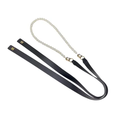 Chanel Women's Pearls Chain Belt In Black Lambskin With Gold Hardware
