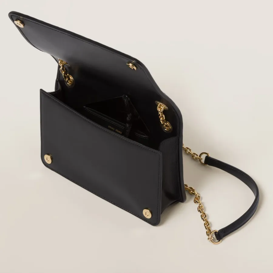Miu Miu Quilted Lambskin Leather Black Crossbody Bags