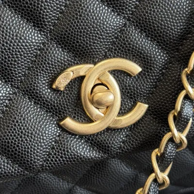 Chanel Coco Handle Black 29cm Quilted Caviar Leather Crossbody Bags Top-Handle Bags