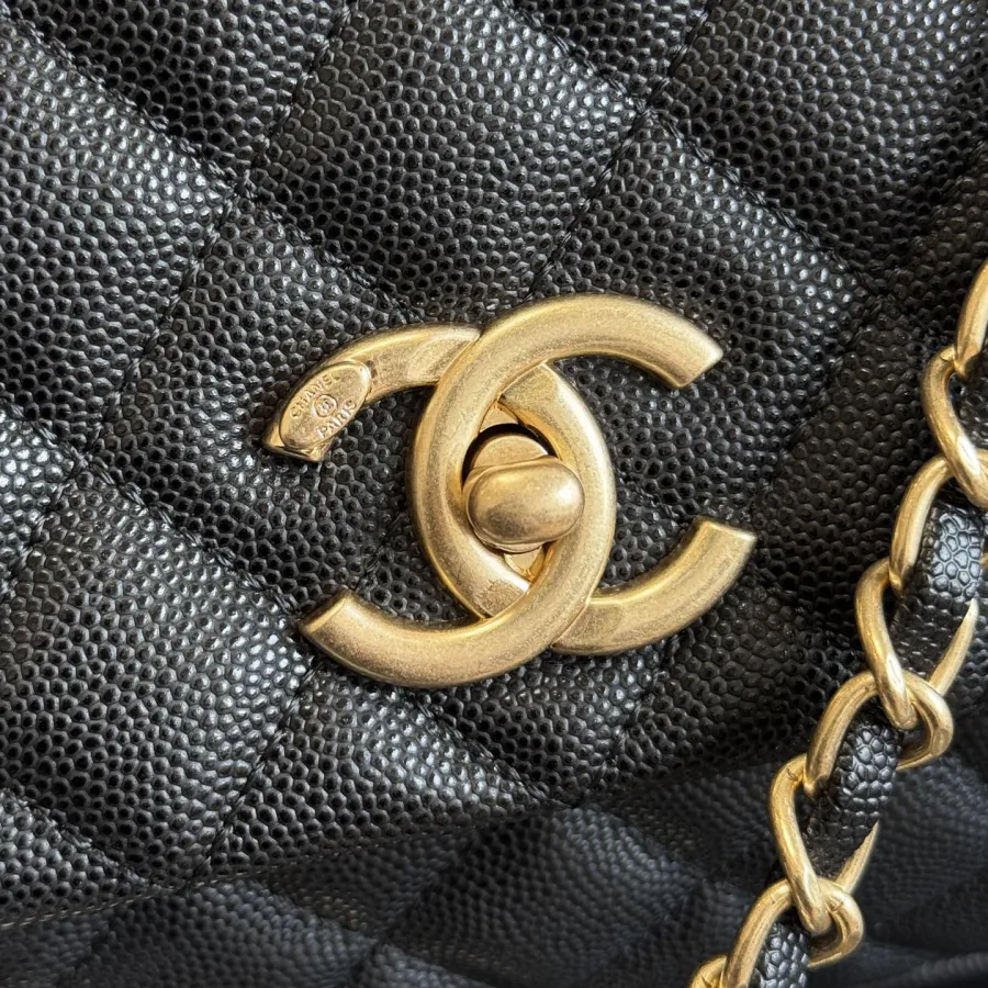 Chanel Coco Handle Black 29cm Quilted Caviar Leather Crossbody Bags Top-Handle Bags