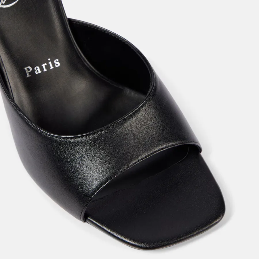 Christian Louboutin Black leather high-heeled sandal slippers