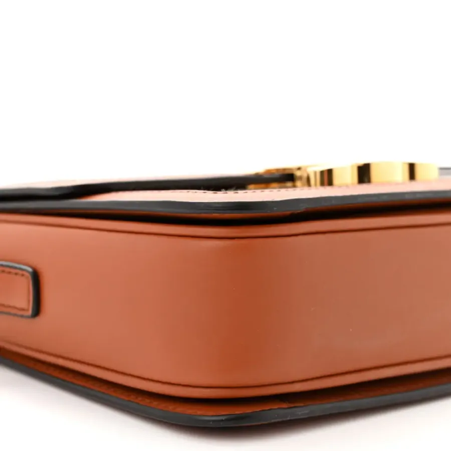 Celine Small Teen Triomphe Bag White/Tan Textile & Natural Calfskin Leather Gold Hardware