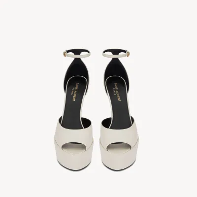 Yves Saint Laurent white leather platform sandals