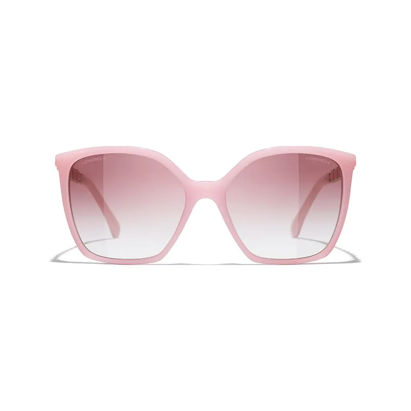 CHANEL square frame glasses pink color size 57-17-140