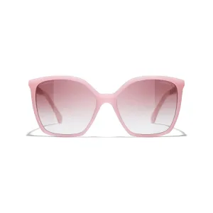CHANEL square frame glasses pink color size 57-17-140