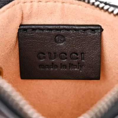 Gucci Small GG Marmont Key Case Black Calfskin Matelassé Leather Gold Hardware