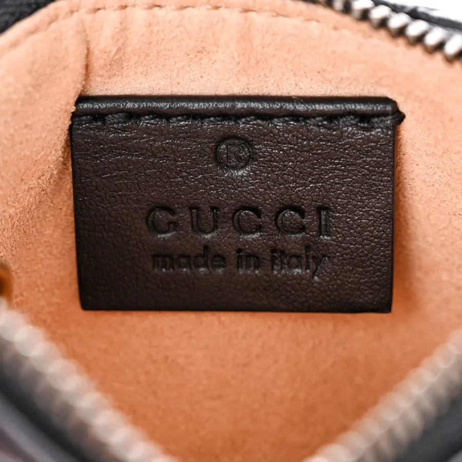 Gucci Small GG Marmont Key Case Black Calfskin Matelassé Leather Gold Hardware