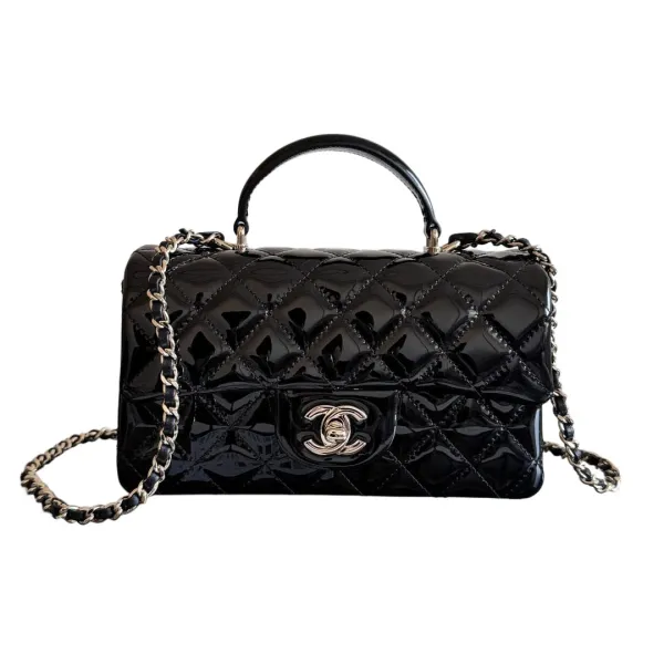 Chanel Grey / Black Mini CF Handle Bag - Image 9
