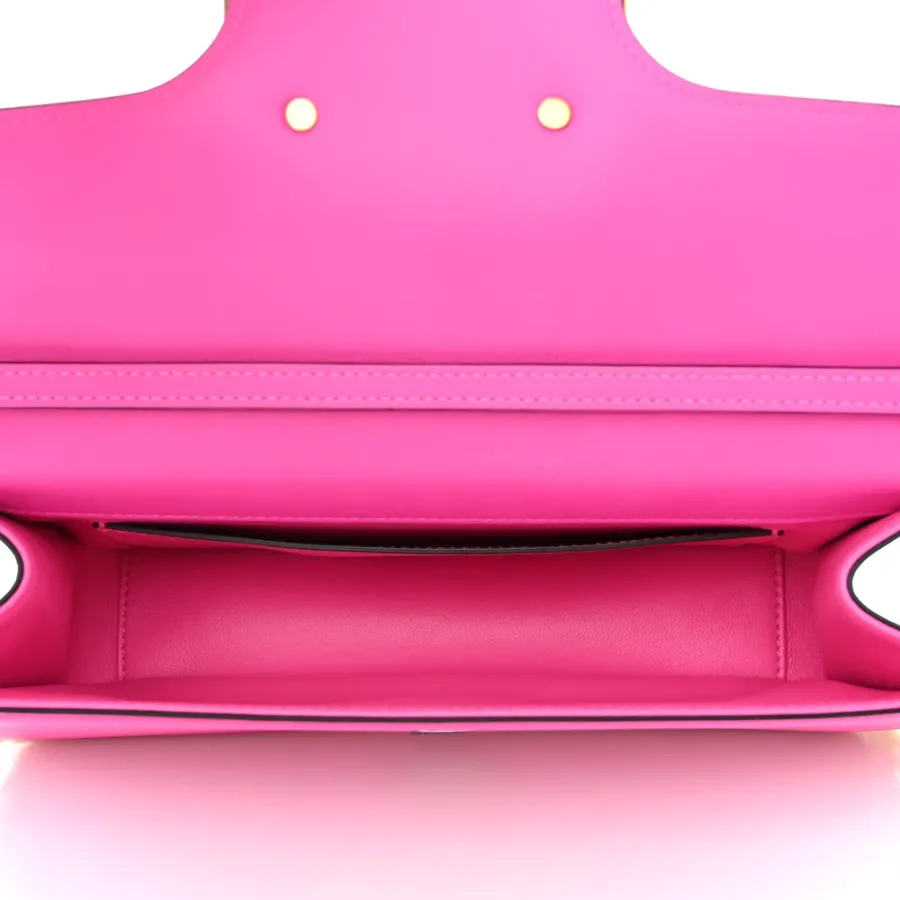 Valentino Garavani Small VLogo Loco Shoulder Bag Pink PP Calfskin Leather Gold Hardware